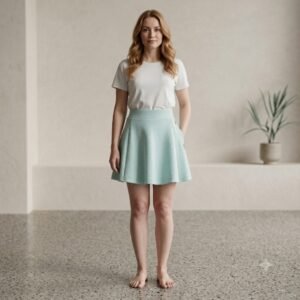 High-Waisted Textured Skater Skirt