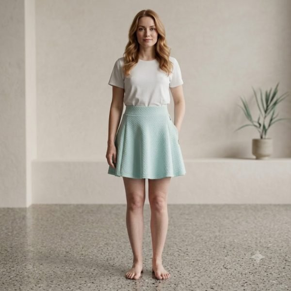 High-Waisted Textured Skater Skirt